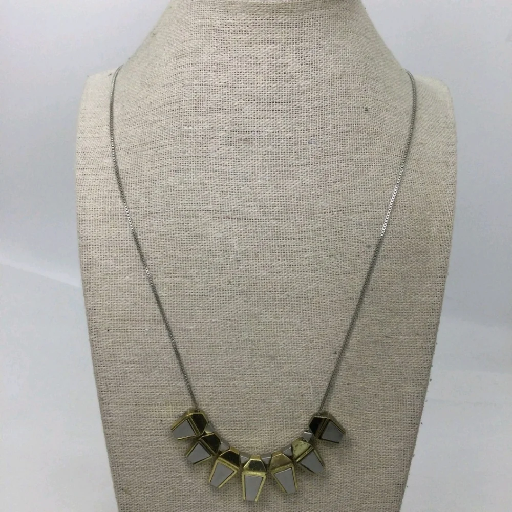 Madewell Two-Tone Geometric Charm Long Chain Necklace 32" - Picture 2 of 5